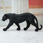 Cheetah Statue Black Panther Leopard Resin Big Cat Sculpture Modern Home Decor Realistic Leopard Sculpture Gift for Home Office Table Top Desktop Decoration 15.5" L X 6.9" H - Image 4