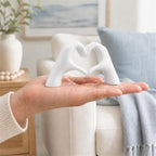 White Heart Hand Statues and Sculptures, White Room Decor Aesthetics for Living Room Coffee Table tv Cabinet Bookshelf Office Entry Desktop Bookshelf Decor. - Image 4