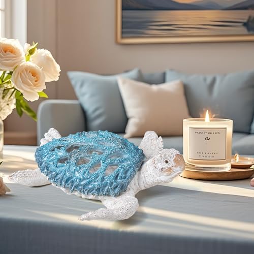 VVGIFTS Ocean White Sea Turtle Coral Reef Beach Coastal Home Shelf Decor - Image 6