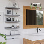 RICHER HOUSE 5-Set Floating Shelves with Lip, Grey Wall Mounted Wood Shelf - Image 6