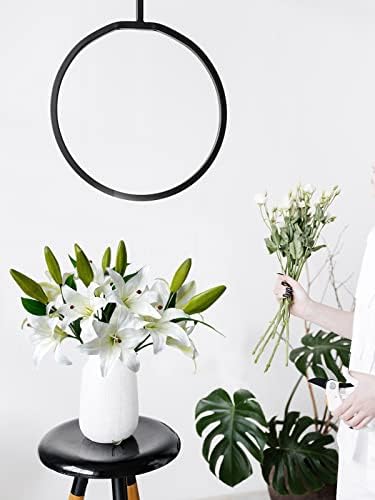 JINWOE 2 Pcs White Stargazer Lily Artificial Flowers, 28" Long Stem Faux Latex Tiger Lily for Home Garden Kitchen Table Flower Arrangement Decor - Image 7