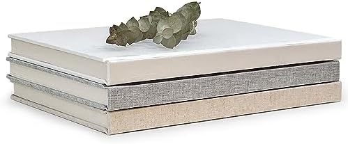 Decorative Linen Book Set – Set of 3 Extra Large Real Books | Coffee Table & Shelf Mantle Decor | Modern Home Decoration | Guest Book Journals by Unknown
