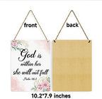 Inspirational Decor God is Within Her She Will Not Fall Psalm 46:5 Christian Gifts for Women Bible Verse Wall Art Scripture Wooden Hanging Sign for Kids Room Bathroom Bedroom Decor 8 x 10 Inches - Image 7