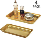 SheeChung Metal Vanity Tray, Bathroom Counter Storage Tray, Gold 4 Pack - Image 2