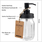 Amolliar Mason Jar Bathroom Accessories Set, 4Pcs Glass Bathroom Set, Black - Image 3