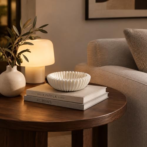 Braxio Decorative Bowl Modern Home Decor – Resin Ruffle Bowl Decorative Catchall for Entryway Dining Table Living Room Centerpiece Key Holder Fruit Bowl 9 x 9 x 2.6 Inch Art Deco Style - Image 5