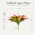 Artificial Agave Faux Agave 14.2In Fake Greenery Outdoor Artificial Plant Fake Plant for Indoor Home Decoration Plastic Plant Outdoor Decoration Front Porch Decor Simulation Plants，2Pack， Red - Image 2