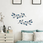 sxnzequnze 2 Set Metal Tree Leaf Wall Art for Home Decor Living Room Bedroom Dining Room Bling Rhinestone, 3D, Iron Branch Hanging Leaf Sculpture Art Pieces -Navy blue 16.5in*6.7in - Image 7