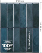 Smart Tiles Peel and Stick backsplash, Stacked Petrol Blue, 11.43"x9" - Image 3
