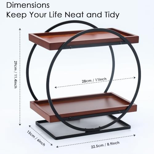 2-Tier Bathroom Counter Organizer, Wooden Perfume Organizer Dresser - Image 4