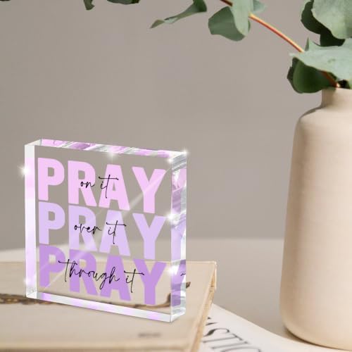 Purple Acrylic Sign 4x4, Desk Accessories for Women, Christian Room Decor - Image 4