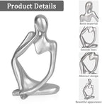 Sandstone Resin Thinker Statue Style Abstract Sculpture, Silver, 3pcs - Image 4