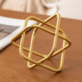 5.5" Gold Metal Geometric Sculpture, Modern Square Decorative Sphere by TICKCACY-EnrichYourLife