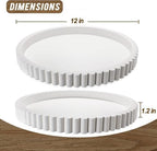 Handmade 12in Decorative Tray for Coffee Table Tray Decor, White Wooden Decorative Round Tray for for Coffee Table, Dining Room Table Entryway and Living Room Table - Image 2