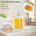Mouthwash Dispenser for Bathroom 11.8oz – Clear Glass Mouthwash Bottle with Bamboo Tray, Silicone Base, Gold Hot-Stamped Lettering, Refillable Mouthwash Container for Bathroom (Clear) - Image 4