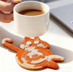 Drink Coaster, Woven Creative Coasters for Cat Lovers, Gag Gifts Cat Coffee Coaster for Desk Accessories Home Decor Tabletop Protection(Cat-4PCS) - Image 3