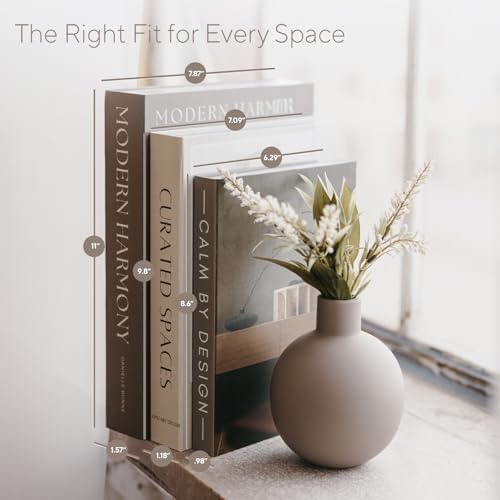 Modern Decorative Books Set of 3, Brown & Cream Faux Books with Storage - Image 3