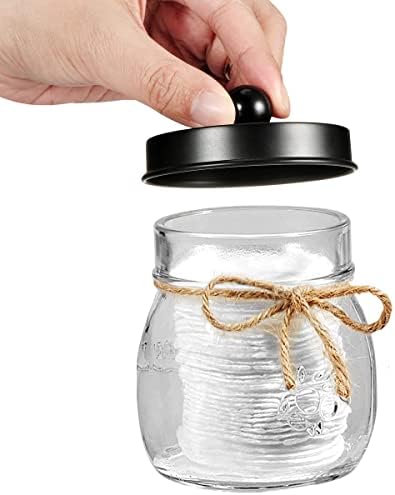 Amolliar Mason Jar Bathroom Accessories Set, 4Pcs Glass Bathroom Set, Black - Image 3