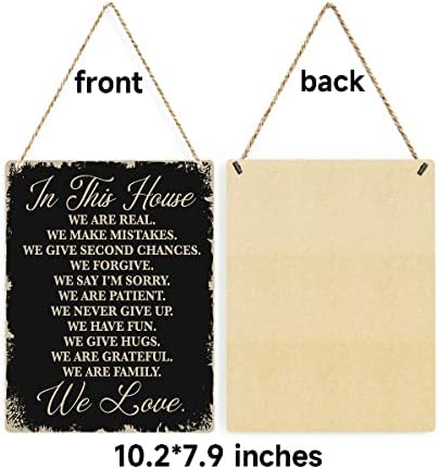 In This House Wooden Hanging Sign, House Rules Signs, Farmhouse Living Room Home Decor Wall Art, Inspirational Family Quote, Scripture Wooden Hanging Sign for Farmhouse Home Wall Art Decoration - Image 7