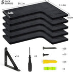 Fixwal Conner Shelves Wall Mounted for Decor, Black Set of 5 - Image 4