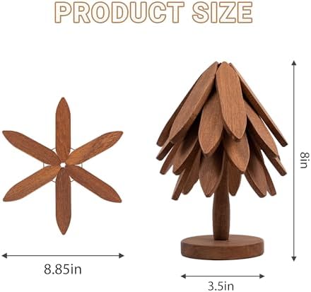 Yuoyar Coasters, Wooden Tree-Shaped Sapeli Wood Drink Coasters Set for Coffee Table, Kitchen Table Decor (Wood-1, Extra Large(Large Trivets)) - Image 7