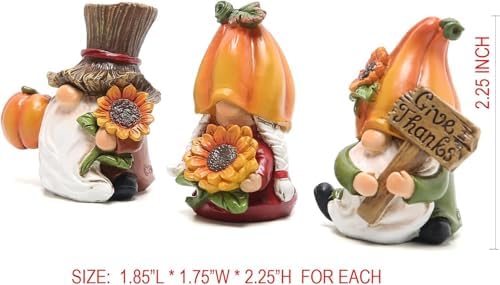 Hodao Thanksgiving Decorations Indoor - Resin Fall Gnome Figurines with Pumpkin and Sunflower, Harvest Autumn Table Decor, for Family and Friends, Holiday Thanksgiving Centerpiece - Image 2