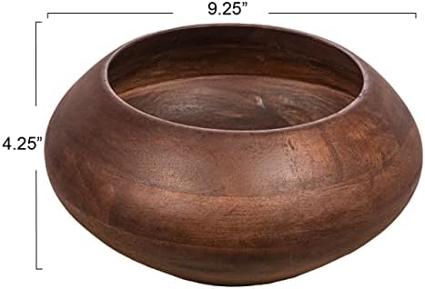 Bloomingville Modern Round Wood Bowl, Walnut Finish - Image 6