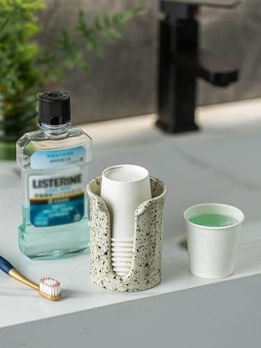 Bathroom Cup Dispenser 3 OZ, Bathroom Cup Holder, Speckled White - Image 3