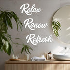 3 Pieces Bathroom Decor White Bathroom Wall Art Relax Renew Refresh - Image 4