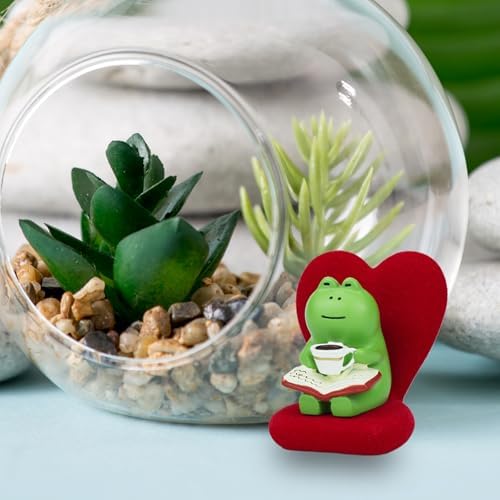 Mevodeata Cute Mini Frog Figurine with Small Sofa Resin Frog Figure for Office Home Decor - Cute Frog Gift for Frog Lovers (Love Shaped Sofa) - Image 6