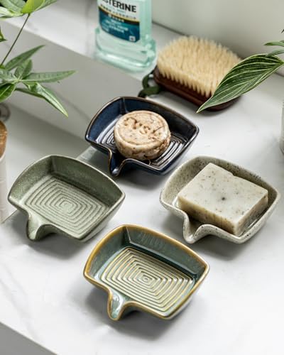 Zoeeker Ceramic Soap Dish, Self Draining Bar Soap Holder with Drain Spout - Image 7