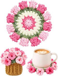 Crochet Flower Bouquet Coasters, Cotton Tulip Gifts for Home Decor 1Pc by KQJS
