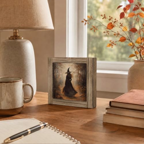 Forest Witch Wood Plaque Sign, Halloween Desk Art Sign for Desk Shelf Decor 07 - Image 5