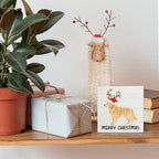 Golden Retriever Merry Christmas Wooden Box Sign Desk Decor, Gifts for Golden Retriever Lovers, Christmas Dog Wood Block Sign for Home Office Desk Table Shelf Wall Decorations, 5x5 Inch - Image 2