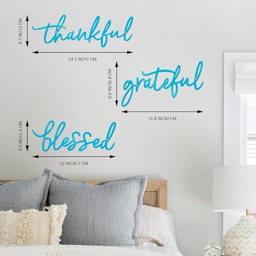 3 Pieces Thankful Grateful Blessed Letter Sign Metal Wall Decor - Image 3