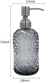 16oz Diamond Pattern Glass Soap Dispenser with Rust Resistant Pump - Image 3