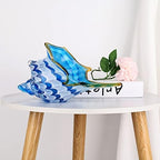 Hand Blown Glass Shell Decoration, Modern Art Glass Conch Statue, Blue and White Home Decorative Shells for Home Living Room, Coffee Table, TV Stand, entryway Entrance, Mantelpiece Decoration - Image 4