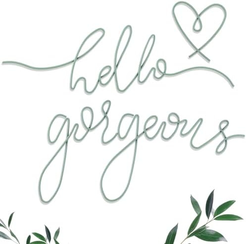 Hicarer Metal Hello Gorgeous Wall Art Minimalist Wall Decor, Green by Hicarer