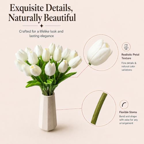 Mandy's 20pcs Artificial Pure White Tulips - Image 4