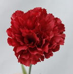10Stem Red Fake Carnation Flowers Stem,Realistic Silk Petals Cake Top Decor - Image 5