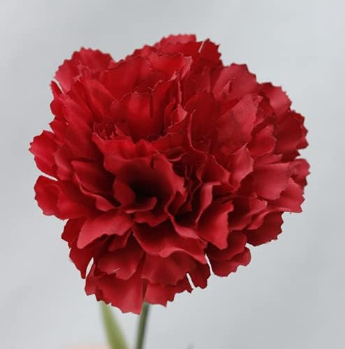 10Stem Red Fake Carnation Flowers Stem,Realistic Silk Petals Cake Top Decor - Image 5