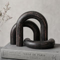 EOSAHR Pine Wood Arch Decor Set: Wood Sculpture for Shelf Decor, OldBlack by EOSAHR