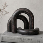 EOSAHR Pine Wood Arch Decor Set: Wood Sculpture for Shelf Decor, OldBlack by EOSAHR