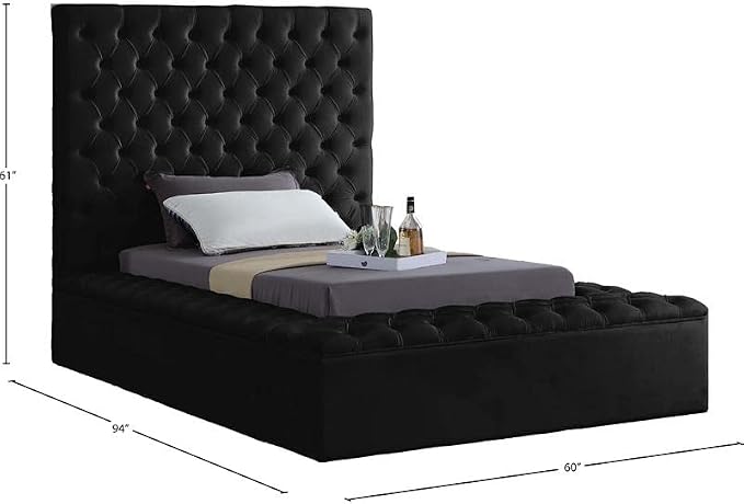 Meridian Furniture Bliss Collection Modern | Contemporary Velvet Upholstered Bed - Image 8