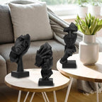 aboxoo 3 Pcs Thinker Statue, Silence is Gold Abstract Resin Art Figurines - Image 2