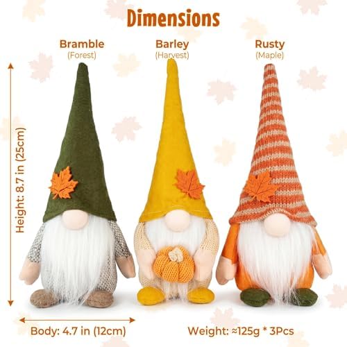 3PCS Fall Gnomes Plush, Thanksgiving Decorations for Tiered Tray - Image 3
