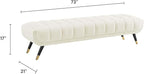 Modway Adept Mid-Century Modern Velvet Upholstered Tufted Accent Bench in Ivory - Image 3