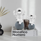 Oooct Astronaut Statue Decor, Resin Silver Spaceman Figurine Decorations, Cute Mini Space Figure Ornament, Abstract Aesthetic Decorative Sculpture for Home Office Desk Shelf Tabletop - 2.9 Inch - Image 3