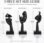3 Pcs Thinker Large Statue Set - Black Art Abstract Home Accent Figurines for Living Room, Bedroom, Shelves, Office Desktop, Coffee Table Decor, Gift for Women (3 Pcs Black, 9") - Image 2