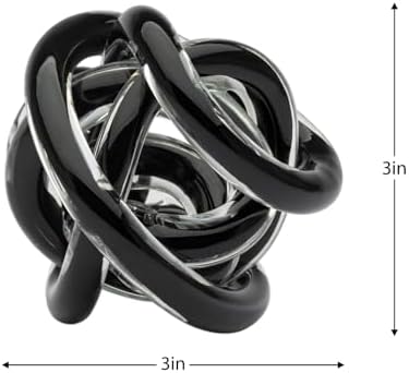 Torre & Tagus Orbit Hand Blown Glass Infinity Knot Sculpture - 3 Inch Glass Art Black Knot Decor Ball for Home Decor, Small Centerpiece Table Decoration for Home Interior (Solid Black) - Image 5